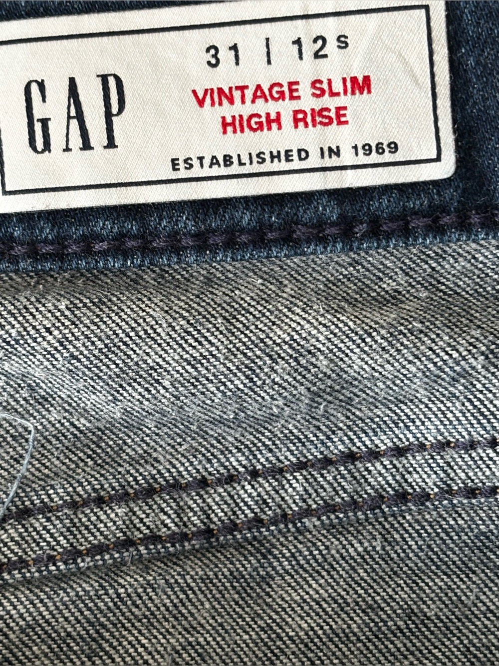 Gap High Rise Vintage Slim Jeans Rinsed Size 12 Short - Picture 4 of 5